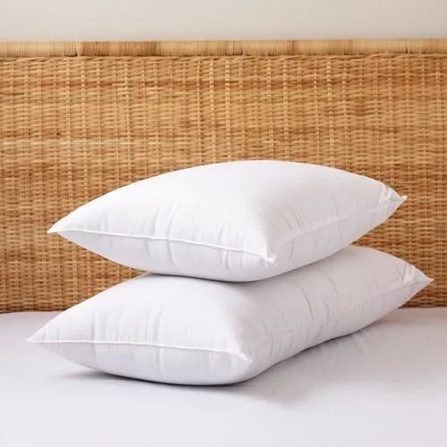 Plain White Rectangular Bed Pillow, For Hotel, Home, Technics : Machine Made