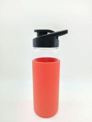 Borosilicate Glass Sipper Bottle With Sleeve, For Water, Feature : BPA Free, Durable, Eco Friendly