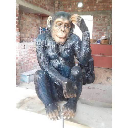 Paint Coated Fiberglass Chimpanzee Statue, Packaging Type : Carton Box