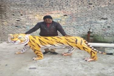 Polished Fiberglass Tiger Statue, Packaging Type : Carton Box