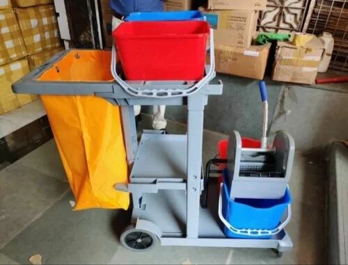 KRA Blue Plastic Multipurpose Janitor Cart, For Industries