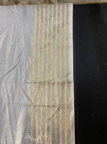 Polister 67 Gm/meter Polyester Gray Fabric, For Sari, Mesh Size : 48