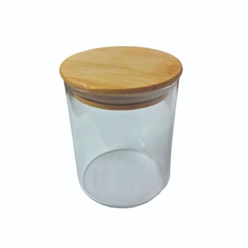 200gm Round Transparent Glass Candle Jar With Wooden Lid
