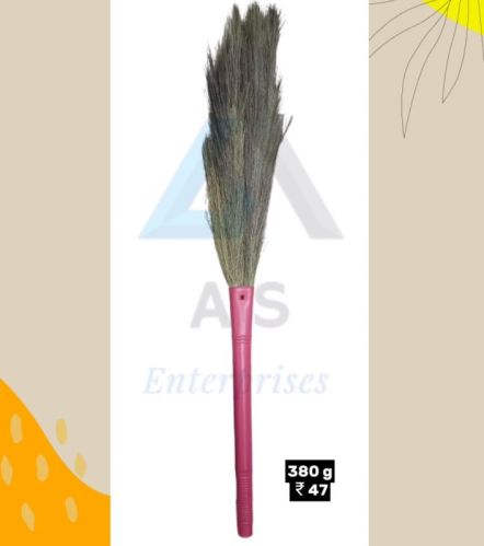380Gm Plain Double Lock Grass Broom, For Cleaning, Handle Material : LDPE