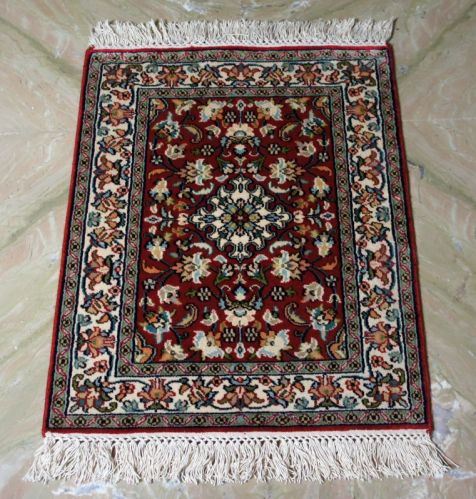 Rectangular Printed Hand Knotted Silk Carpet, For Home, Hotel, Speciality : Soft, Attractive Look