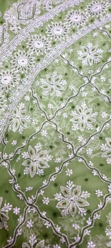 Unstitched Georgette Chikankari Saree, Technics : Hand Made