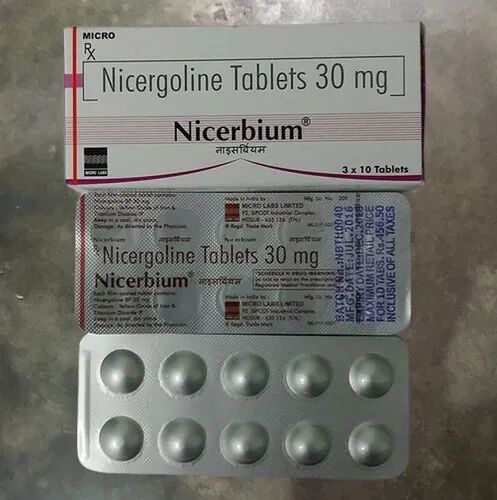 Nicerbium 30mg Nicergoline Tablet, Packaging Type : Box