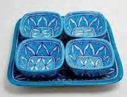 Blue Pottery 4 Bowls With Tray, Speciality : Hard Structure, Eco-friendly