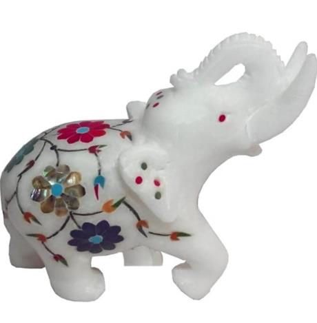 White Marble Elephant Statue, For Interior Decor, Gifting, Packaging Type : Paper Box