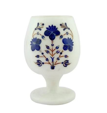 White Round Printed Marble Wine Glass, For Gifting Purpose, Household, Packaging Type : Paper Box