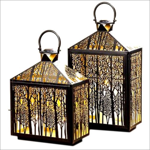 Black & Golden Iron Candle Lantern