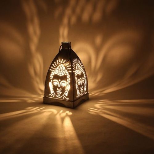 Polished Iron Black T-Light Candle Lantern For Home Decor