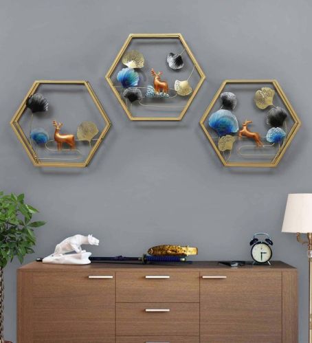 Polished Metal Plain Hexagon Wall Art For Decoration, Gifting, Home