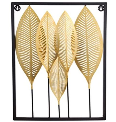 Polished Metal Etched Wall Art, Color : Golden