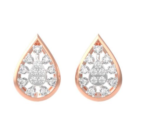 Gold 3.641 Grams Diamond Earrings, Occasion : Party Wear