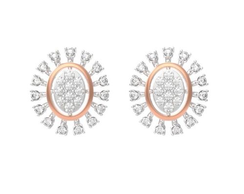 Gold 3.902 Grams Diamond Earrings, Occasion : Party Wear