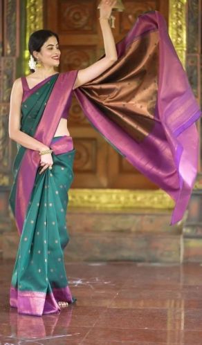 222 Green & Purple Litchi Silk Sarees