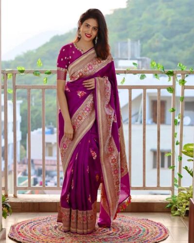 222 Purple Litchi Silk Sarees, Occasion : Traditional