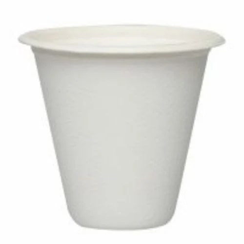 White Round Plain Bagasse Cups, Size : Standard