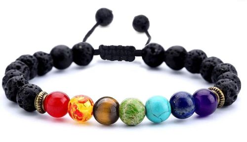 Ladies Seven Chakras Lava Bracelet, Size : Multisizes