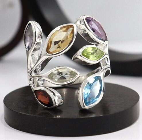 Rama Arts Polished Silver Ladies Seven Chakra Ring, Size : Multisizes