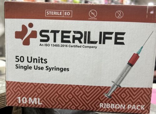 Sterilife Polished 10ml Sterile Syringe, Needle Material : Stainless Steel