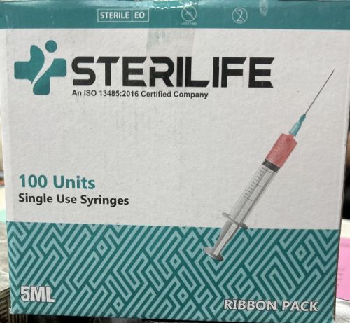 Sterilife Polished 5ml Sterile Syringe, Needle Material : Stainless Steel
