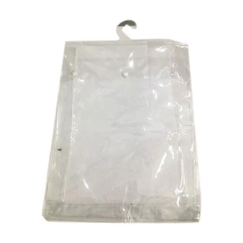 Transparent Plain PVC Rectangular Bags, For Packaging, Closure Type : Button