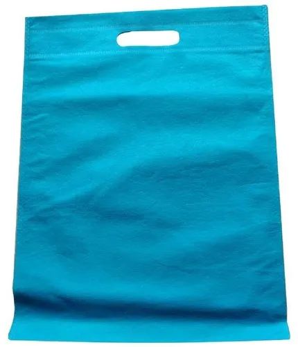 Sky Blue Plain D Cut Non Woven Bag, For Shopping, Size : 12x15 Inch