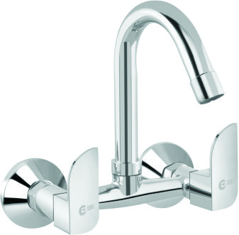 Silver Brass ID-LFP114 Sink Mixer Tap, For Kitchen, Bathrooms, Style : Double Handle