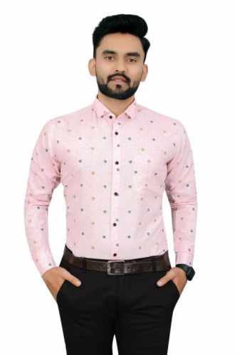 Mens Cotton Casual Printed Shirt, Collar Type : Spread