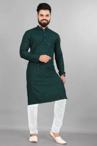 Embroidered Mens Designer Cotton Kurta, Occasion : Festive Wear