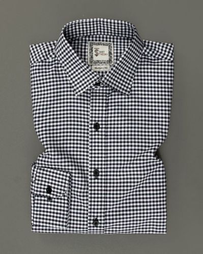 Mens Full Sleeve Shirt Black Gingham, Fabric Weight : 300g