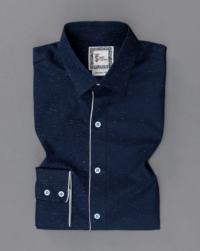Mens Full Sleeve Shirt Indigo Maze, Packaging Type : Poly Bag