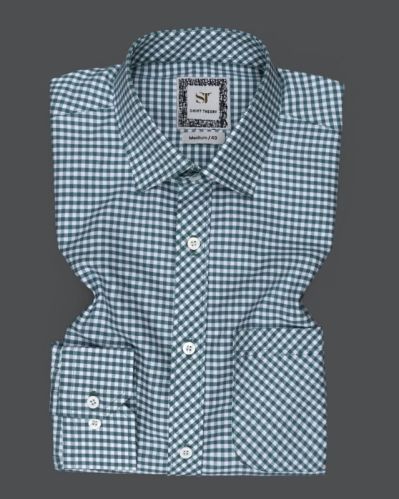 Mens Full Sleeve Shirt Green Checkered, Packaging Type : Poly Bag