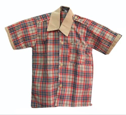 Check Cotton School Shirt, Size : M, XL, XXL