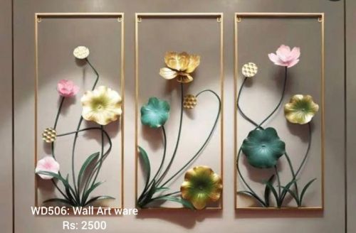 Multicolor Polished Brass Floral Wall Art, For Decoration, Style Type : Antique