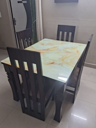 Coated Wooden Dining Table Set, Color : Brown