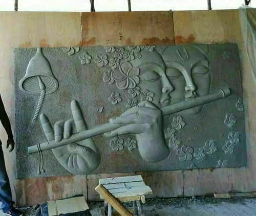 FRP Radha Krishna Wall Mural, Color : Grey