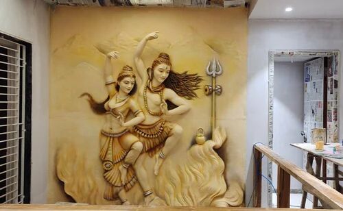 Fiber Shiv Parvati Wall Mural, For Decoration