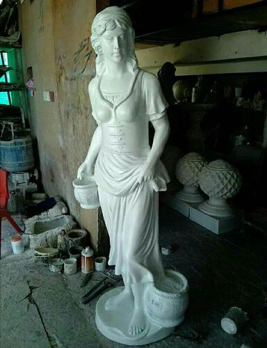 Lady Polished White Fiber Statue