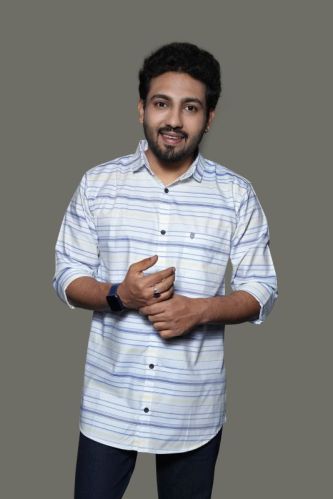 Multicolor Mens Printed Premium Cotton Shirt