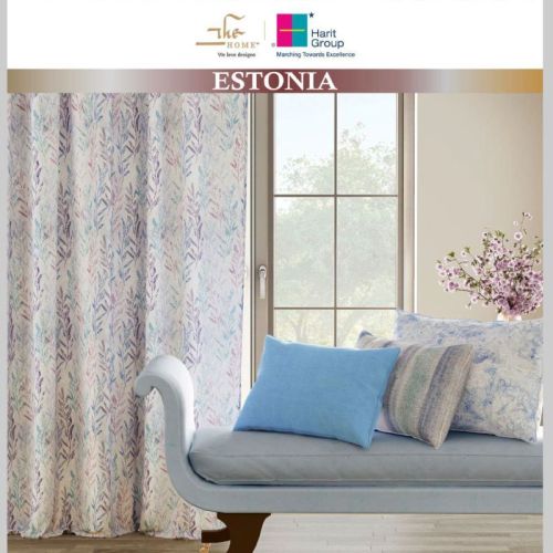 Creamy Polyester Printed Estonia Curtain Fabric