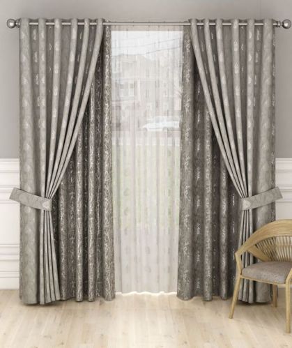 Polyester Printed Jolli Curtain Fabric, Color : Grey