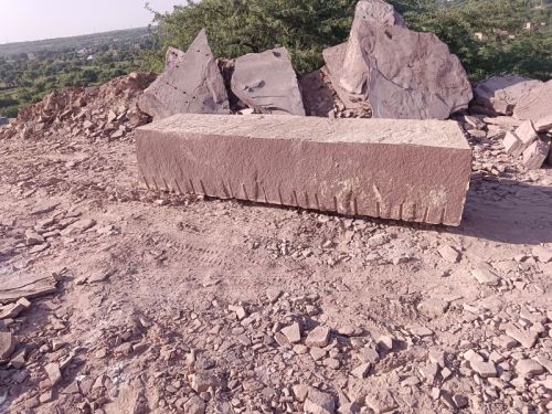 Red sandstone, Shape : Rectangular for Construction Use