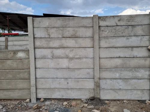 Grey Readymade Precast Concrete Boundary Wall, For Construction
