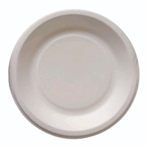 White 7 Inch Sugarcane Bagasse Round Plate