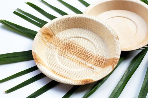 Polished Wood Areca Leaf Plate For Serving Food