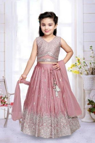 Chiffon Kids Ghagra Choli, Size : M