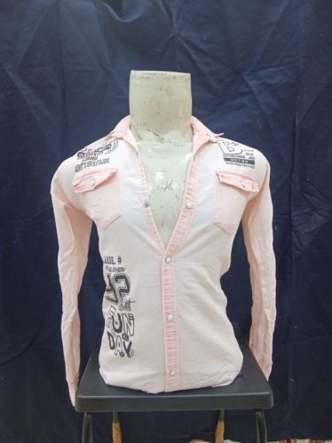 Pink Slim Fit Full Sleeves Mens Printed Shirts